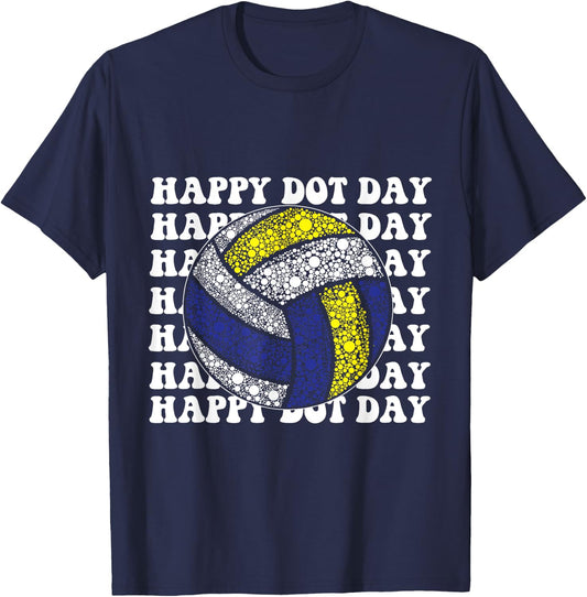 Colorful Happy International Dot Day Volleyball Player Lover T-Shirt - T-Shirt | Navy