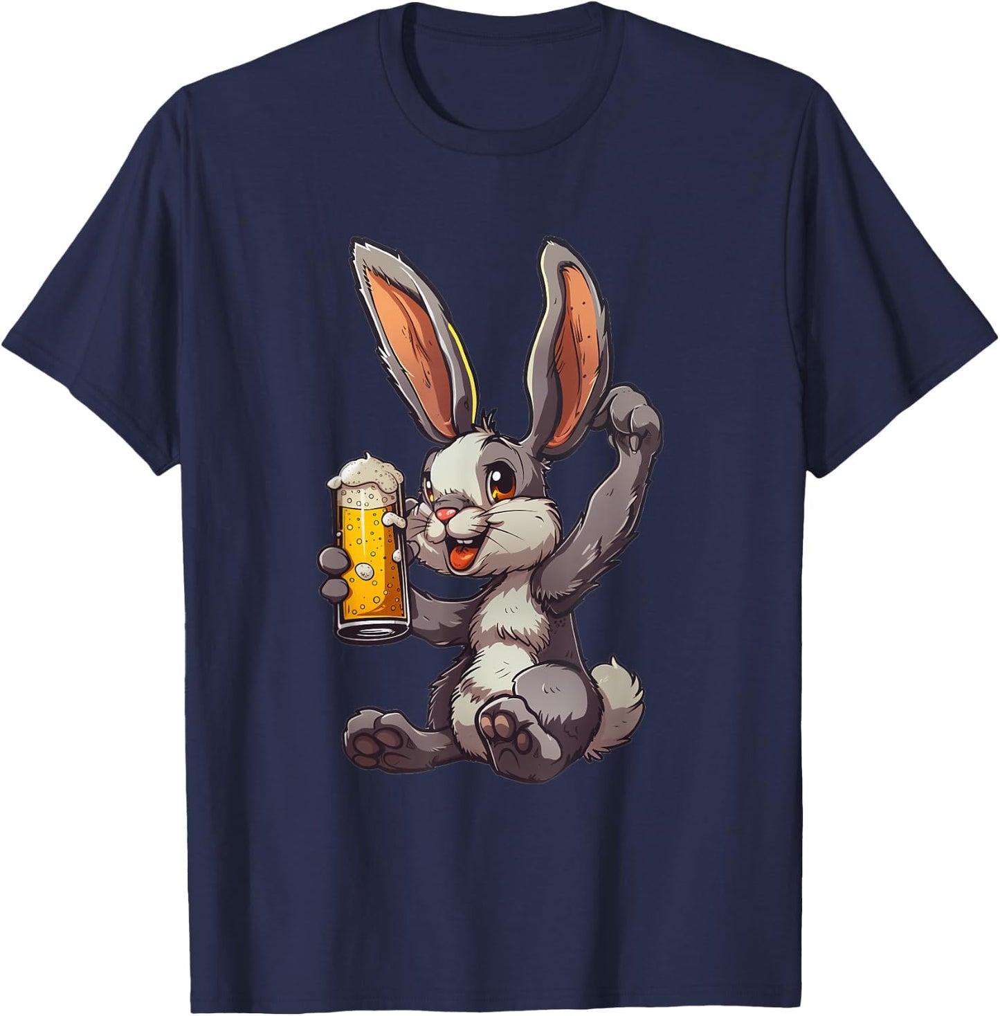 Easter Bunny Drinking a Cold Beer 's Day T-Shirt - T-Shirt | Navy