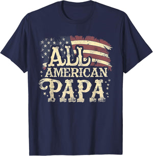 Papa - All American USA Flag 4th of July Fathers Day Grandpa T-Shirt - T-Shirt | Navy