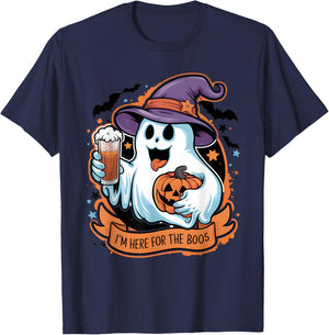 Funny Halloween I'm Just Here For The Boos Beer Lover T-Shirt - T-Shirt | Navy