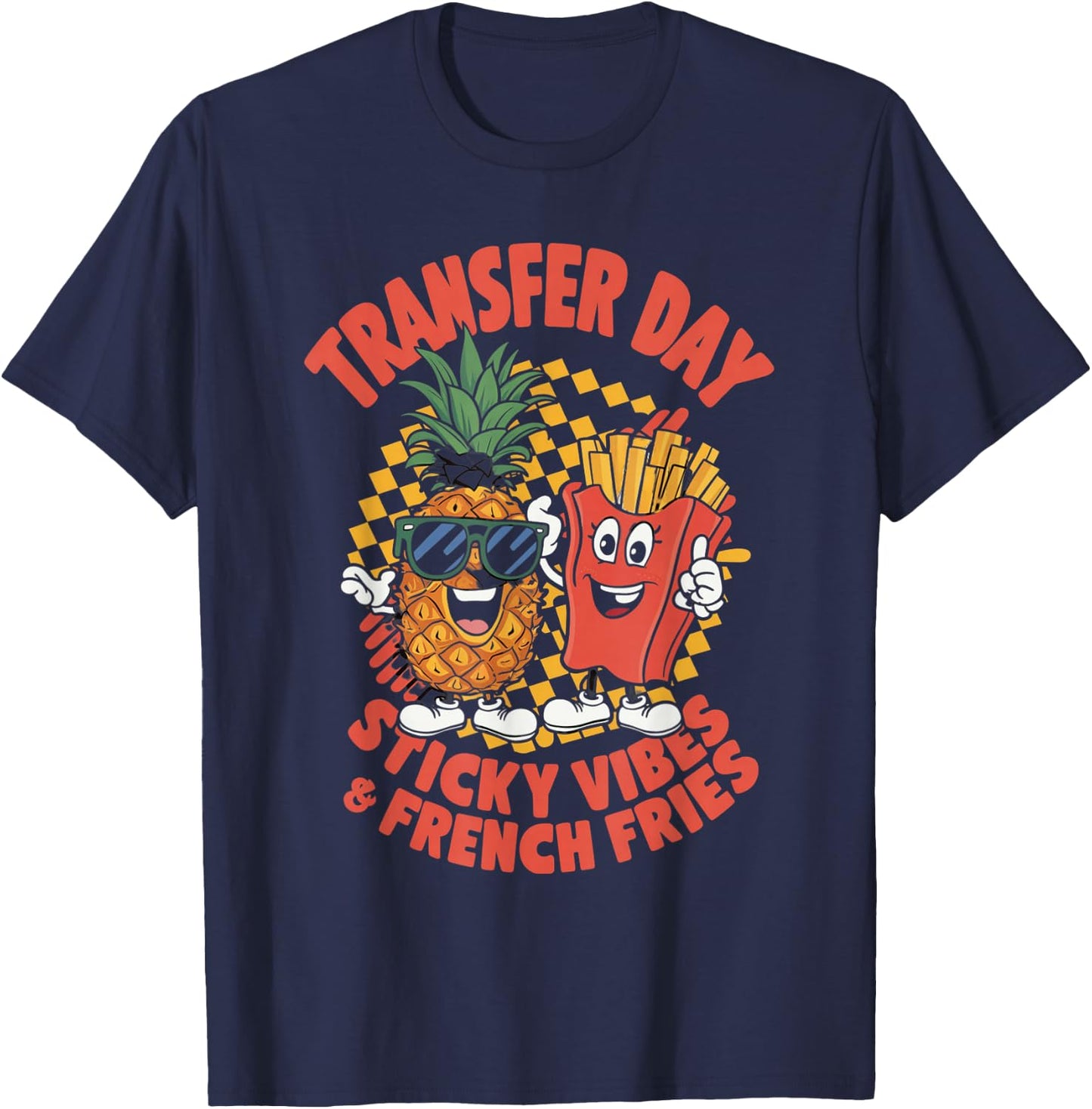 Groovy Transfer Day Sticky Vibes IVF Couple Embryo T-Shirt - T-Shirt | Navy