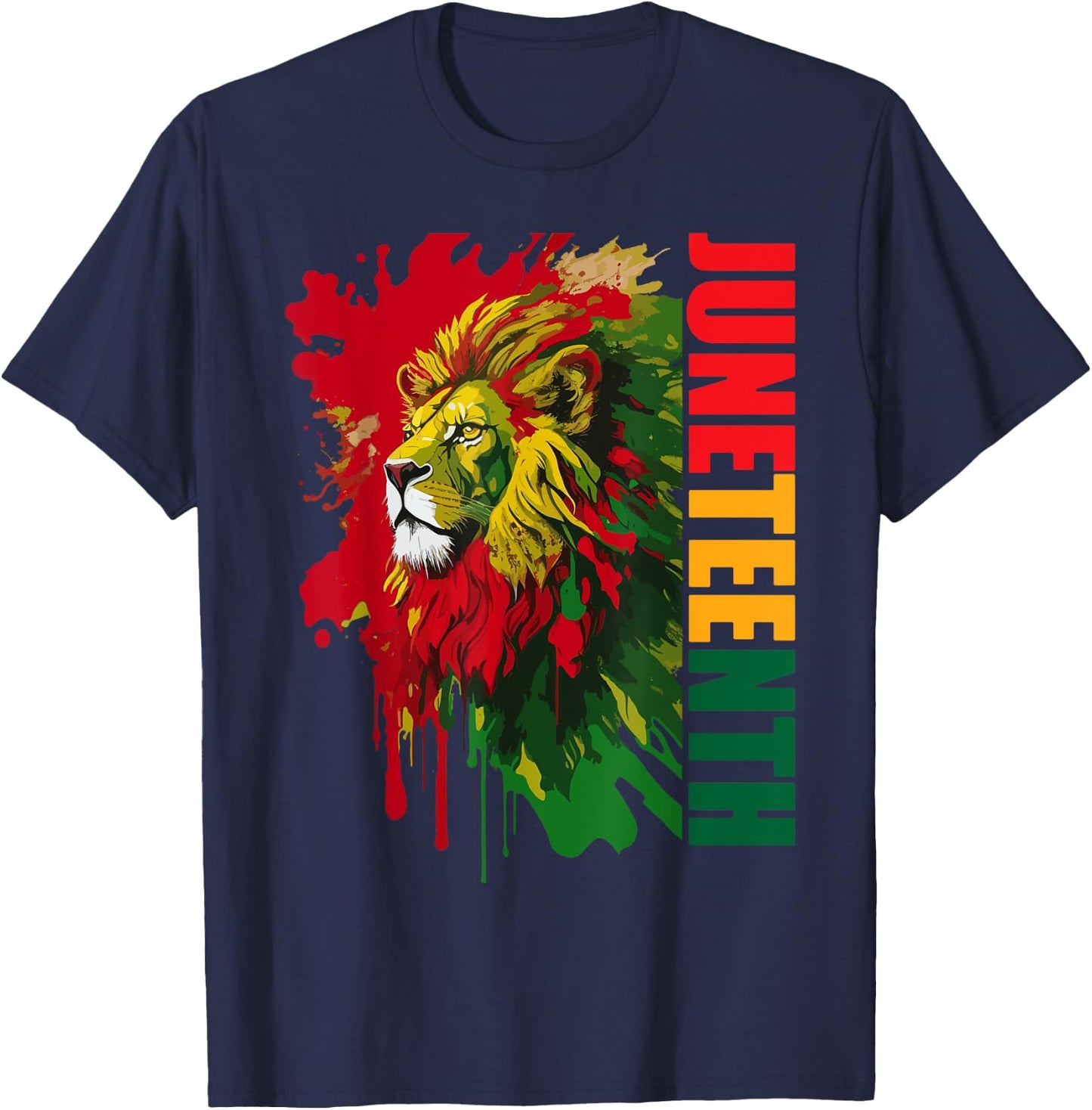 Lion Juneteenth men women African American black lion 1865 T-Shirt - T-Shirt | Navy