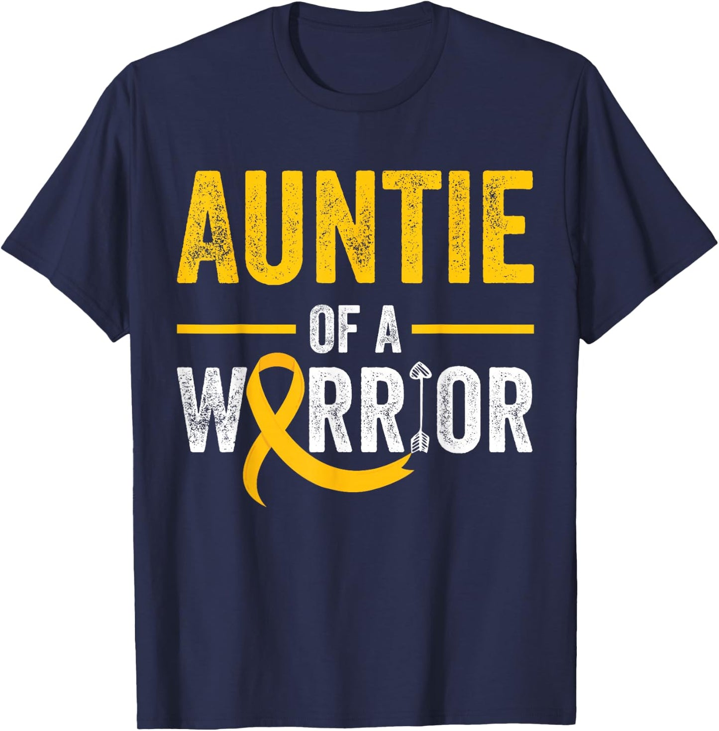 Auntie Of A Warrior Childhood September Cancer Awareness T-Shirt - T-Shirt | Navy