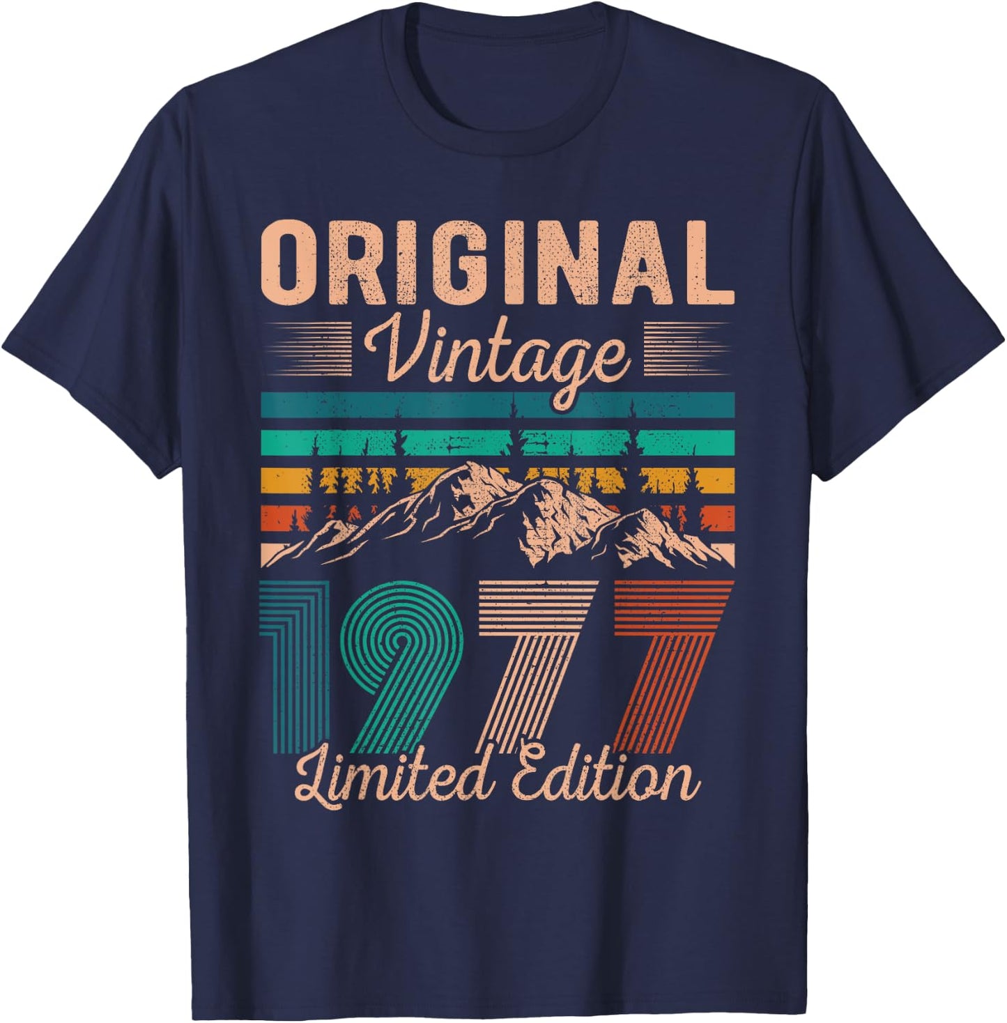 Legendary Since 1977 Birthday Hiking Mountains Vintage 1977 T-Shirt - T-Shirt | Navy