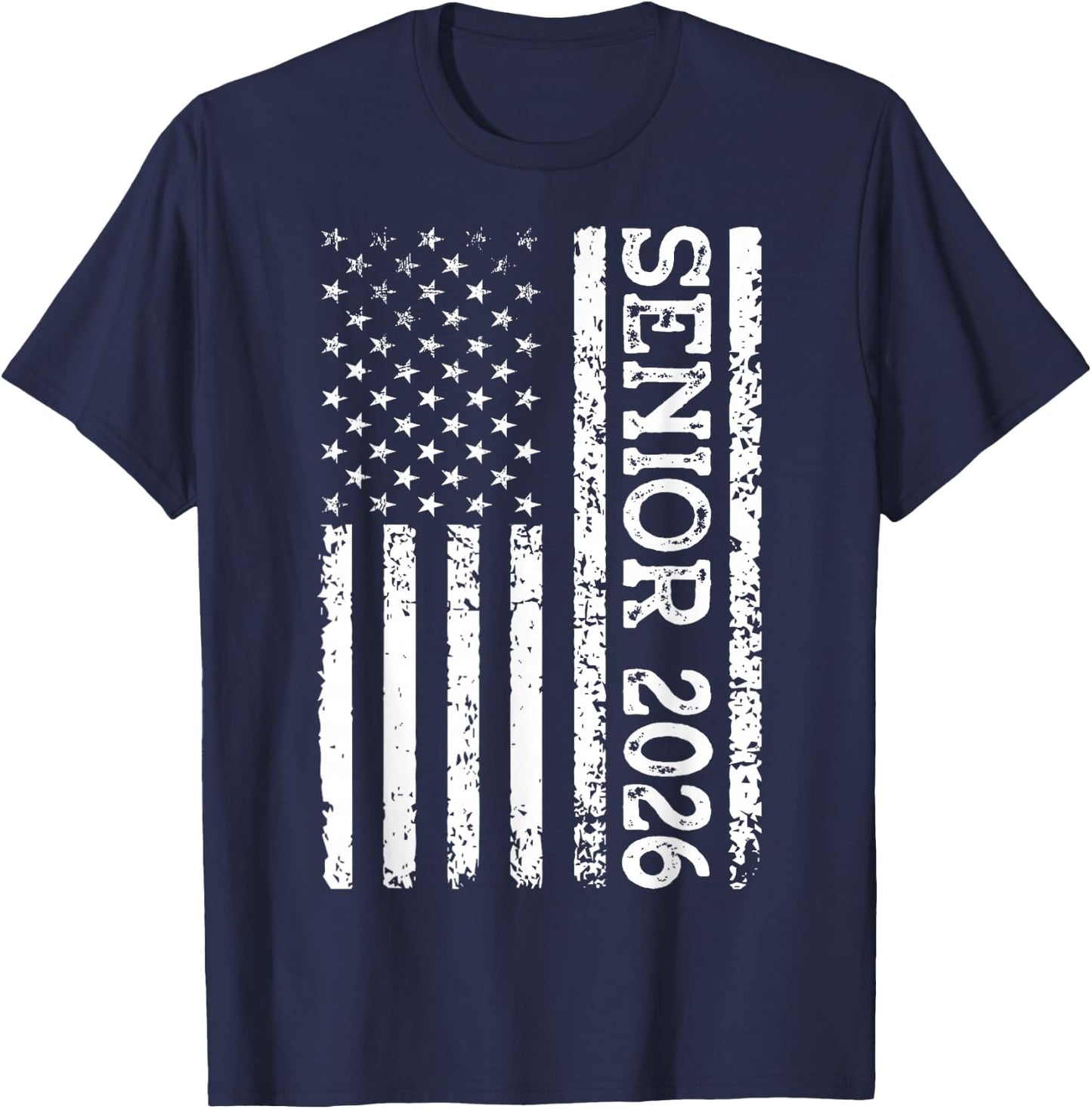 Senior Class of 2026 Patriotic American USA Flag Graduation T-Shirt - T-Shirt | Navy