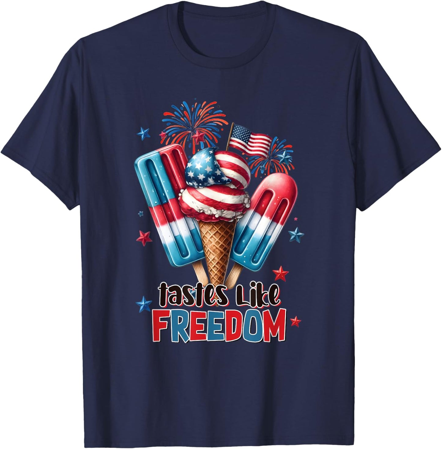 Funny Ice ice baby Cream Cone American flag usa 4th of July Men T-Shirt - T-Shirt | Navy