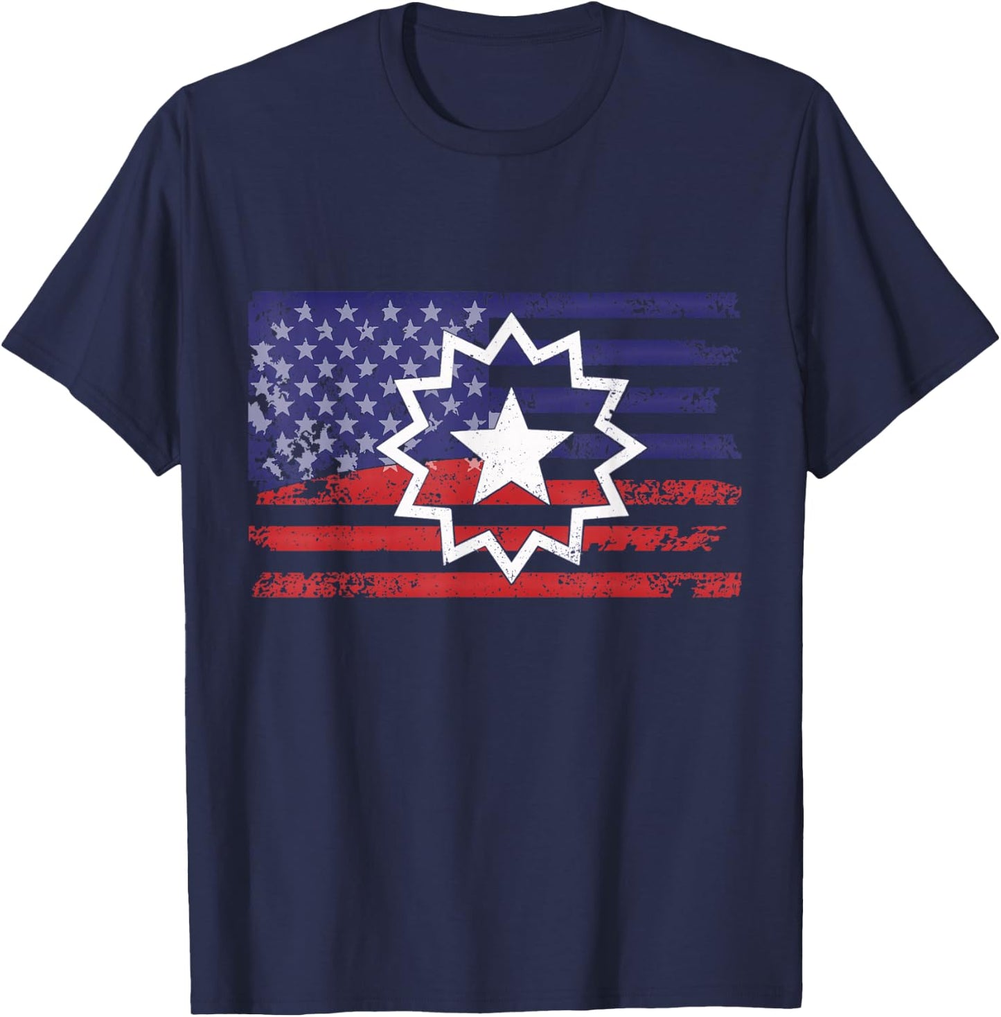 Distressed American Flag of Juneteenth Red White Blue Symbol T-Shirt - T-Shirt | Navy