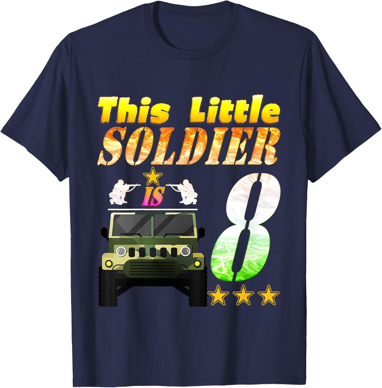 Kids 8 Year Old Soldier 8th Military army soldier birthday party T-Shirt - T-Shirt | Navy