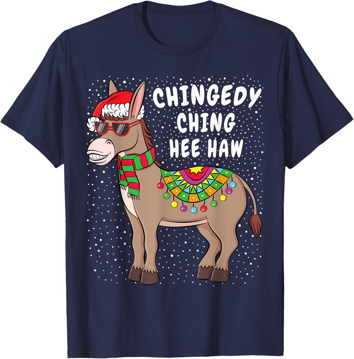 Christmas Donkey Funny American Italian Xmas Gift T-Shirt - T-Shirt | Navy