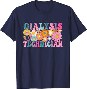 Dialysis Technician Week Groovy Appreciation Day T-Shirt - T-Shirt | Navy