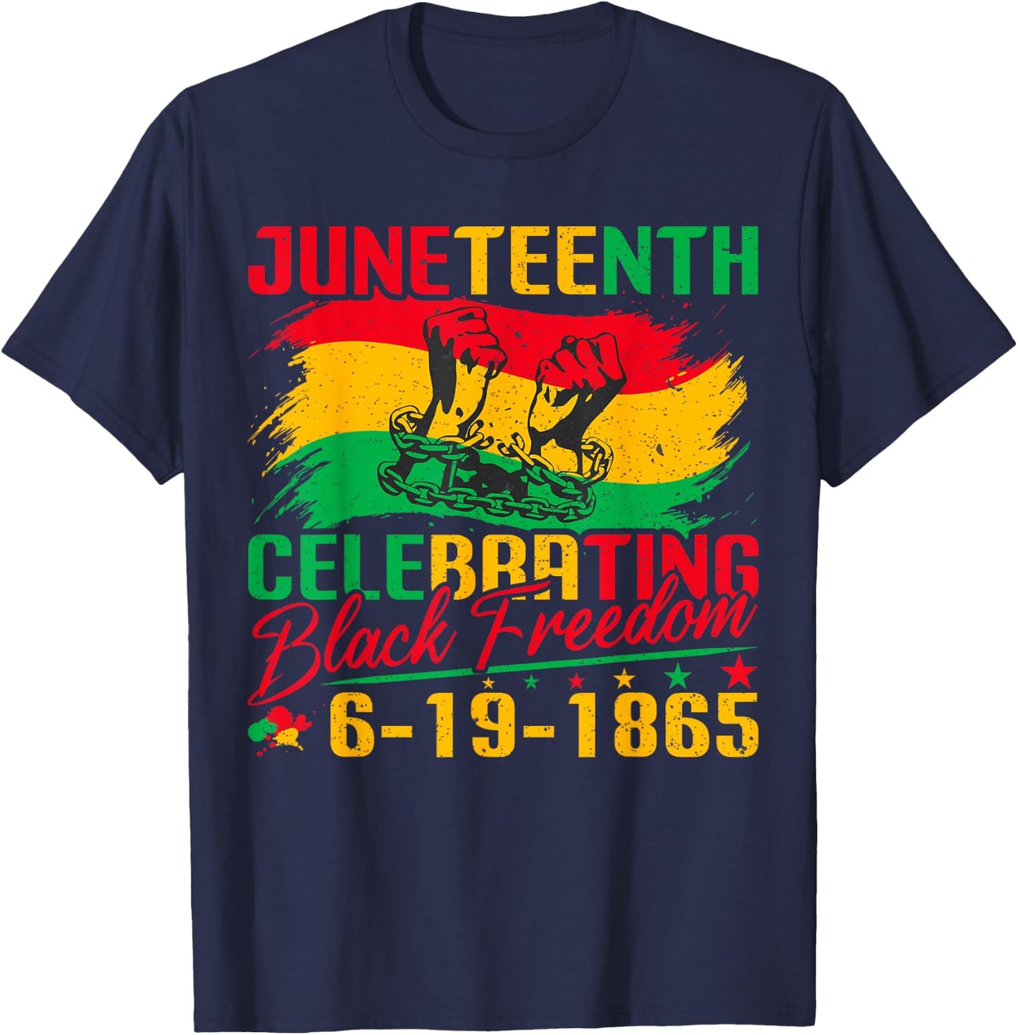 Juneteenth Celebrating Black Freedom 1865 African Women Men T-Shirt - T-Shirt | Navy