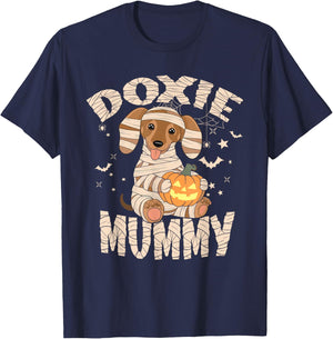 Dachshund Dog Lover Lazy Halloween Costume Doxie Mummy Women Kids T-Shirt - T-Shirt | Navy