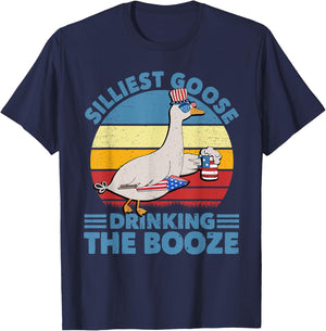 Funny 4th of July Silliest Goose Drinking the Booze Beer Men T-Shirt - T-Shirt | Navy