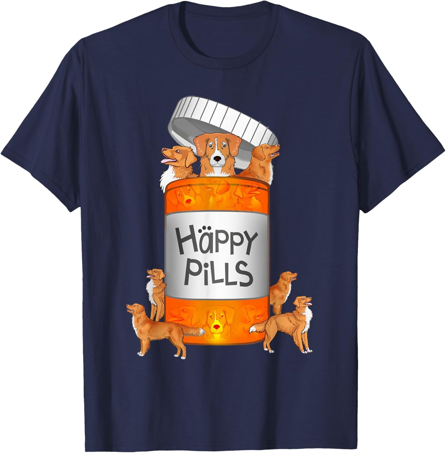 Toller Dog Happy Pills T-Shirt - T-Shirt | Navy