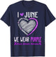In June We Wear Purple Cancer Survivor Awareness Heart T-Shirt - T-Shirt | Navy