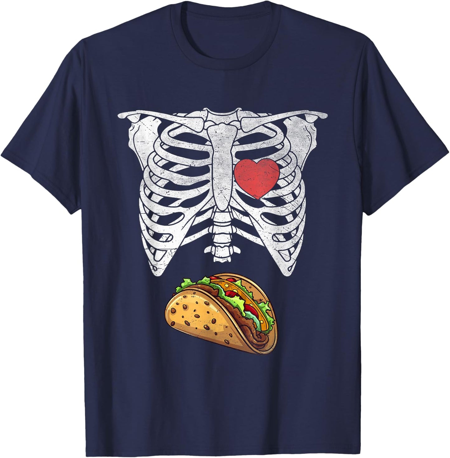 Halloween Dad Skeleton Tacos Funny Pregnancy Couple T-Shirt - T-Shirt | Navy