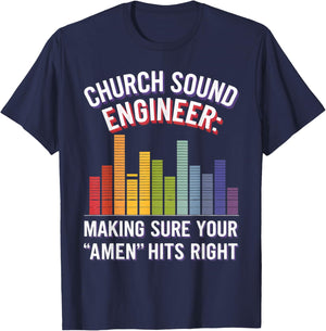 Amen Hits Right Recording Technician Church Sound Engineer T-Shirt - T-Shirt | Navy