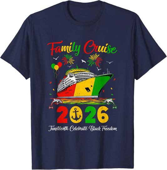 Juneteenth Family Cruise Vacation Trip 2026 Family Matching T-Shirt - T-Shirt | Navy