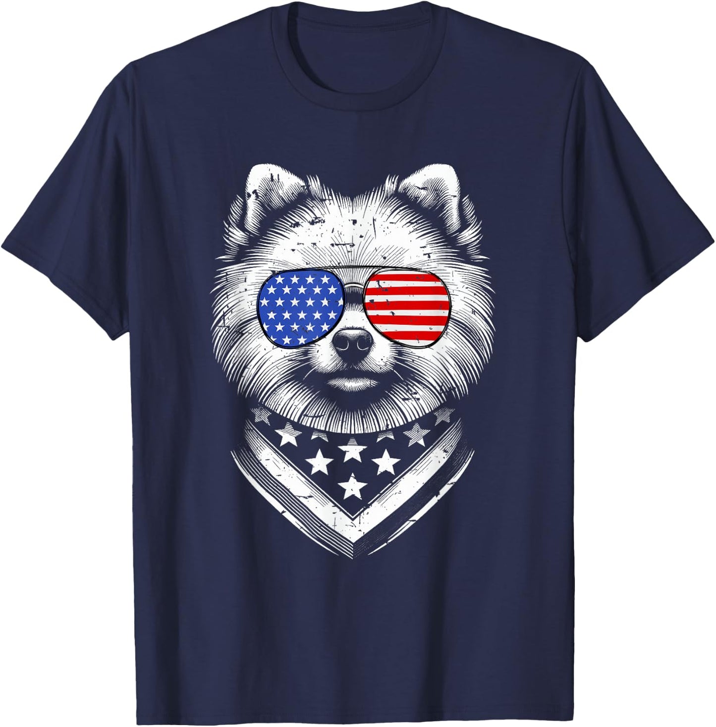 Pomeranian Dog Dad Patriotic 4th of July American US Flag T-Shirt - T-Shirt | Navy