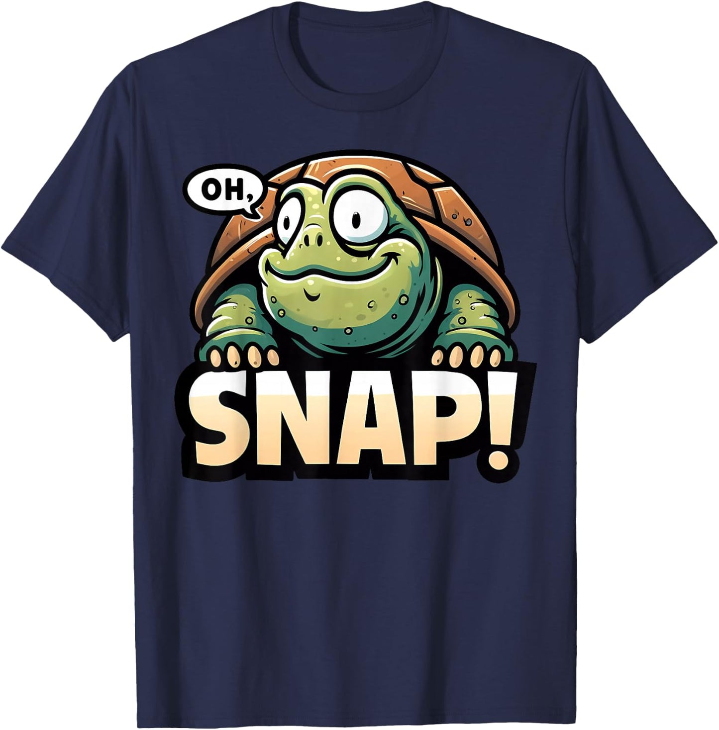 Funny Snapping Turtle Oh Snap Cute Animal Pun Humor T-Shirt - T-Shirt | Navy