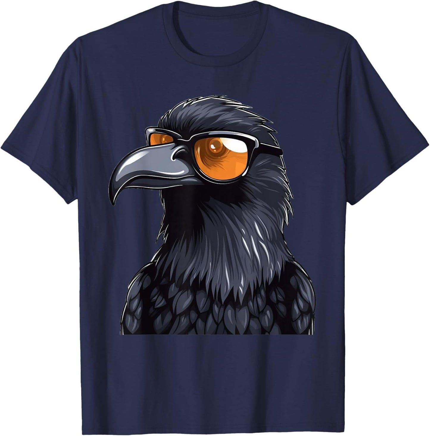 Crow Raven Bird Wearing Sunglasses T-Shirt - T-Shirt | Navy