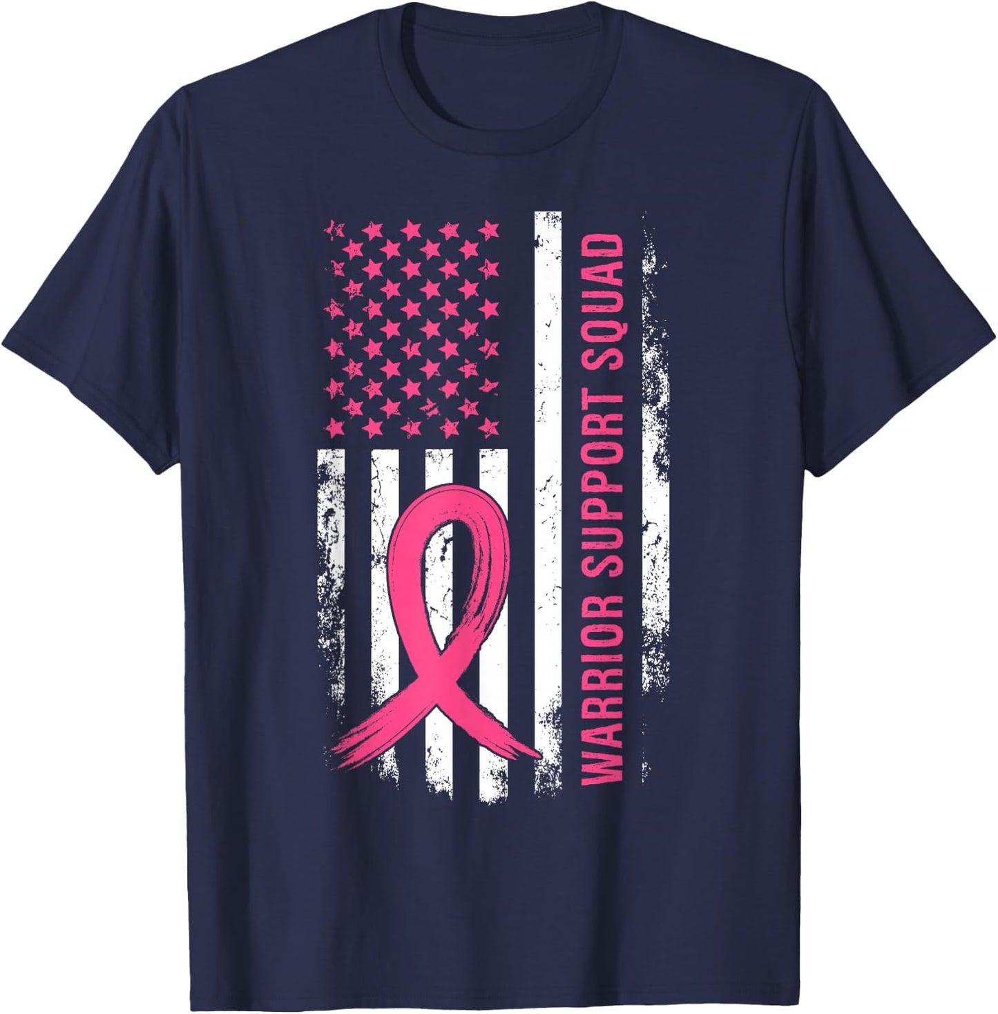 Breast Cancer Support Squad Pink Ribbon T-Shirt - T-Shirt | Navy