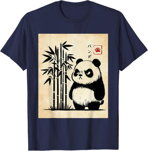 Kawaii Panda Ink Japanese Streetwear Novelty Funny Panda T-Shirt - T-Shirt | Navy