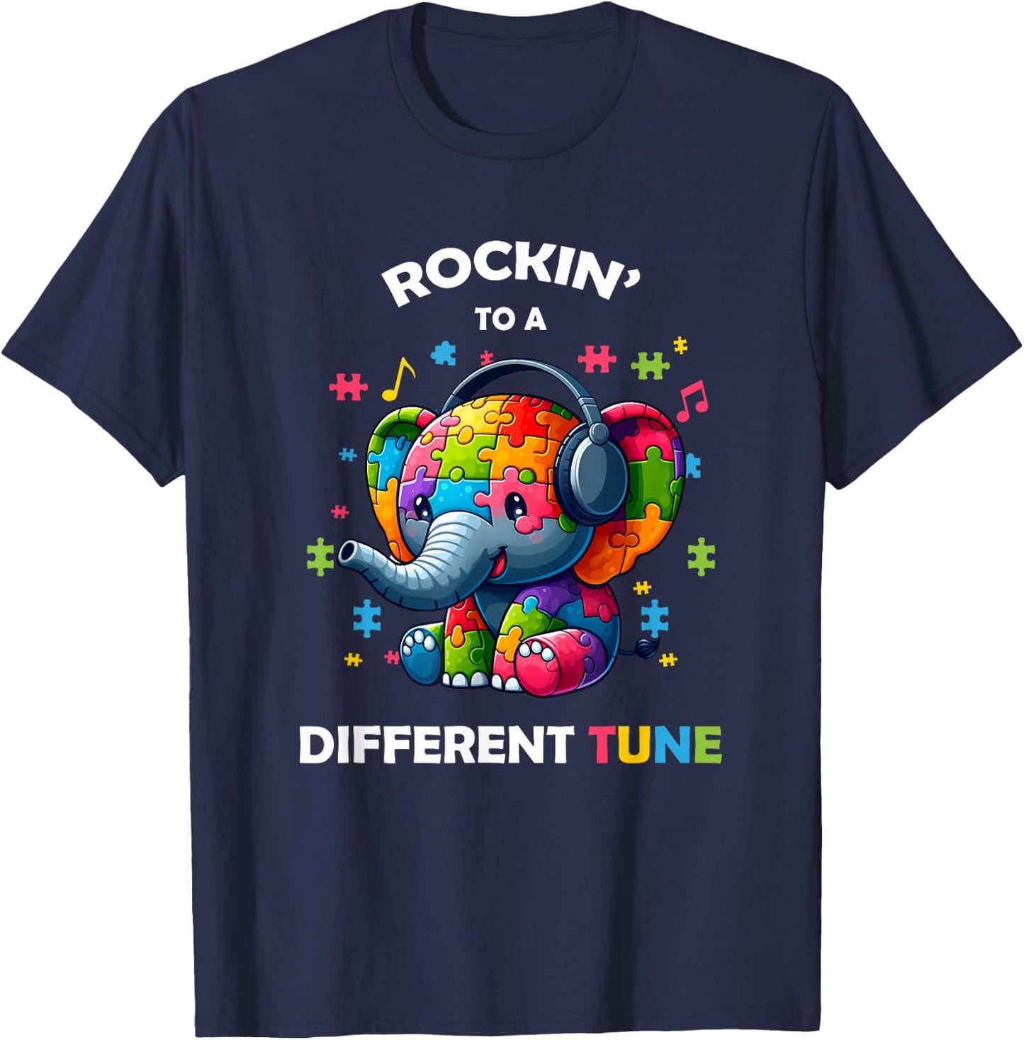 Rocking To A Different Tune Funny Autism Awareness Kids Boys T-Shirt - T-Shirt | Navy