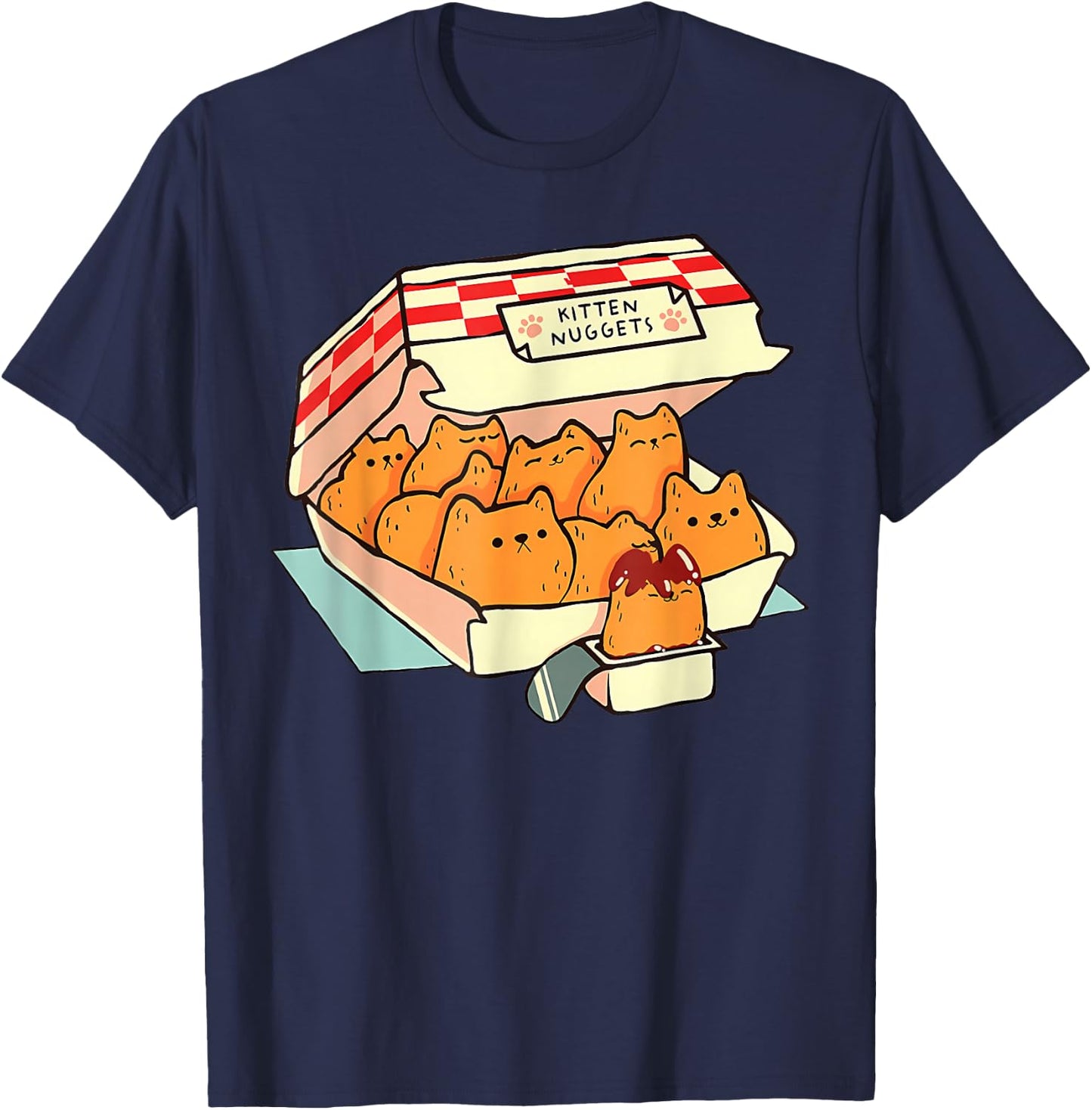 Kitten Nuggets Food Pun Cat Lover Gift Chicken Nuggets T-Shirt - T-Shirt | Navy
