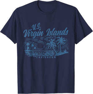 US Virgin Islands Pride Beach Vacation USVI Vintage T-Shirt - T-Shirt | Navy