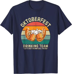 Schnitzel faced Beers Drinking Team Funny Oktoberfest T-Shirt - T-Shirt | Navy