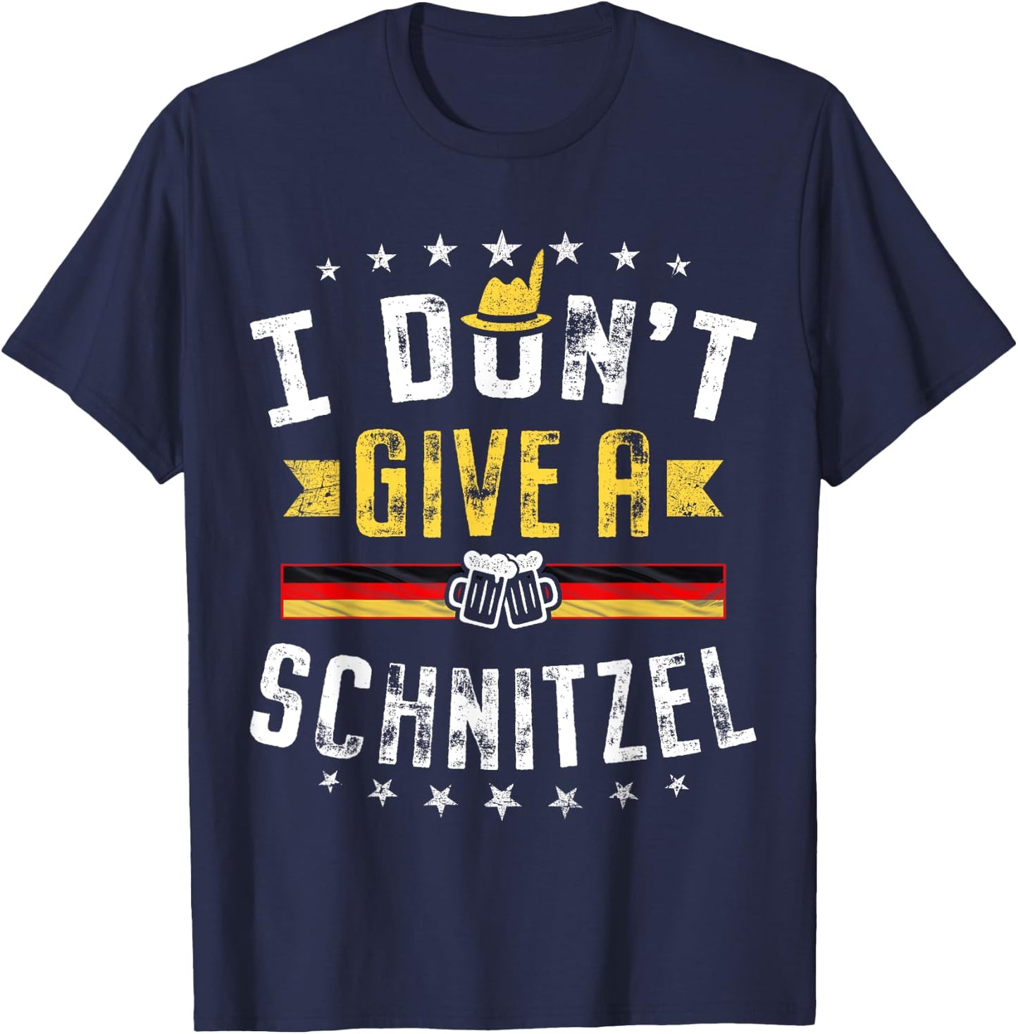 I Don't Give A Schnitzel Funny Lederhosen Gift Oktoberfest T-Shirt - T-Shirt | Navy