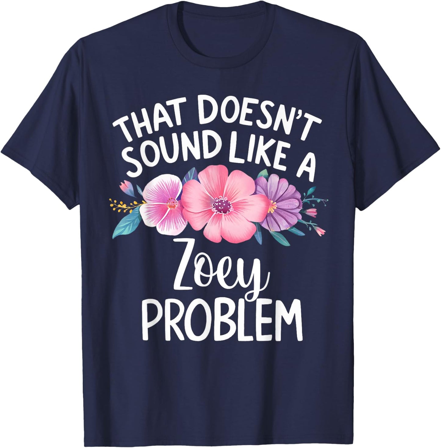 ZOEY Personalized Cute Flower Girls ZOEY Name T-Shirt - T-Shirt | Navy