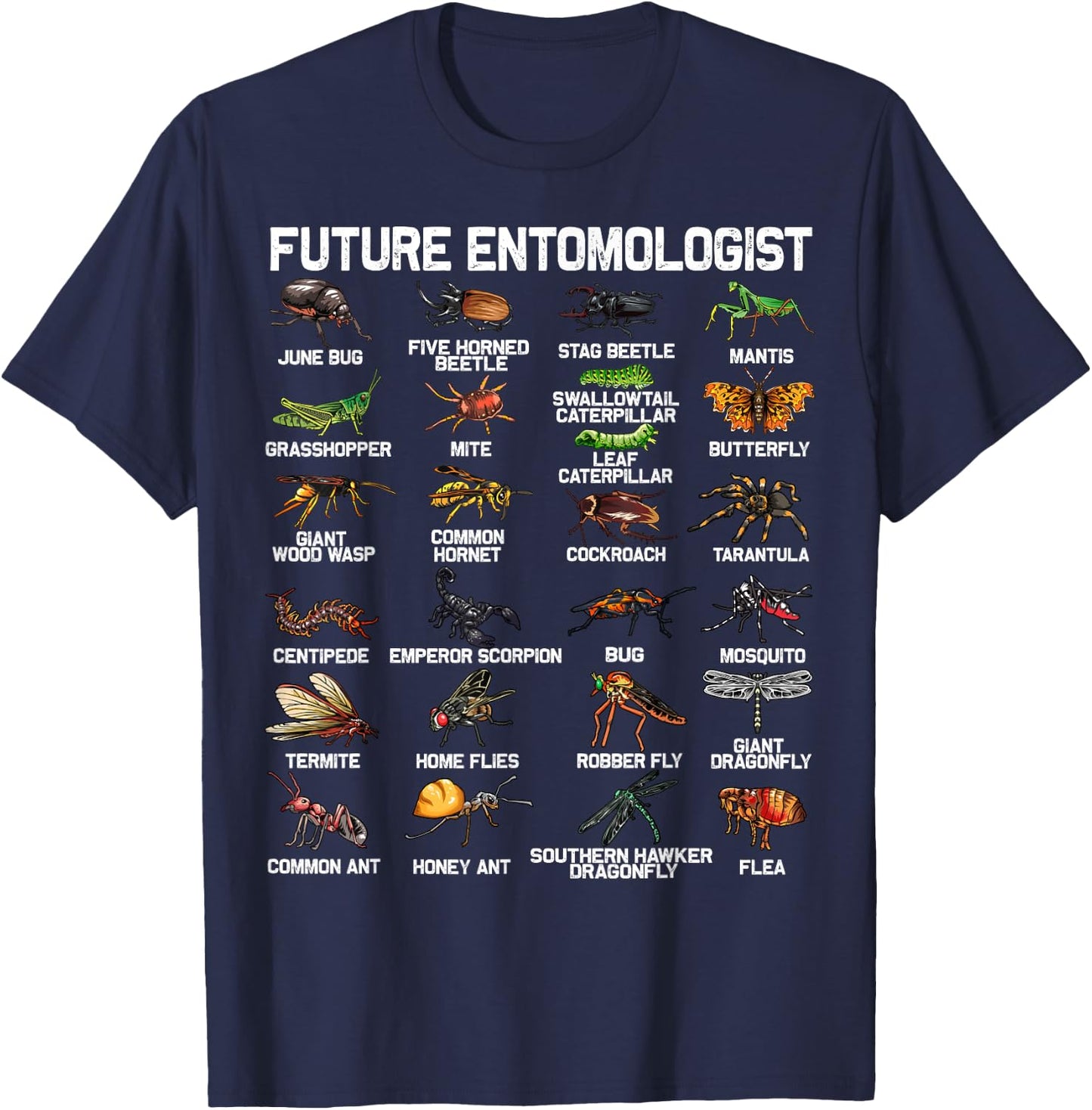 Funny Bug Catcher Designs for Kids Men Women Insect Hunter Small T-Shirt - T-Shirt | Navy