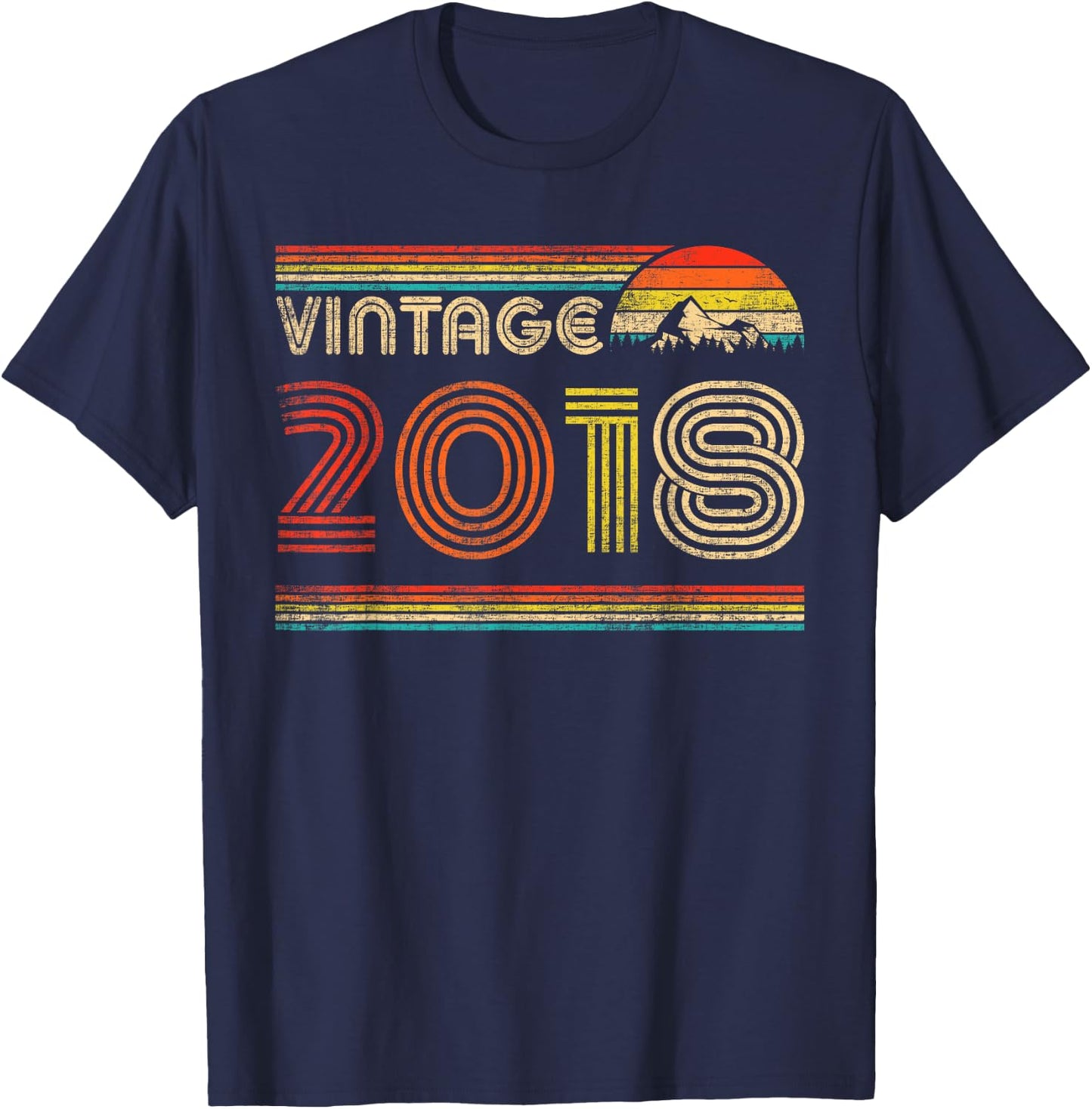 Vintage 2018 6th Birthday 6 Years Old Boys Girl Kids Vintage T-Shirt - T-Shirt | Navy