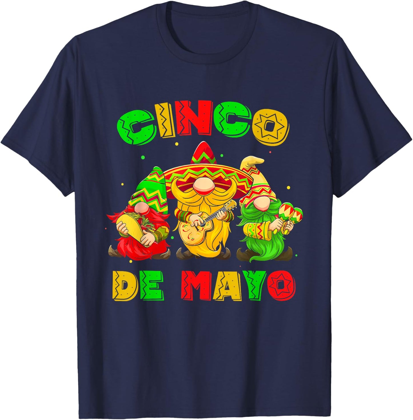 Cinco De Mayo Mexican Gnome Fiesta 5 De Mayo Men Women T-Shirt - T-Shirt | Navy