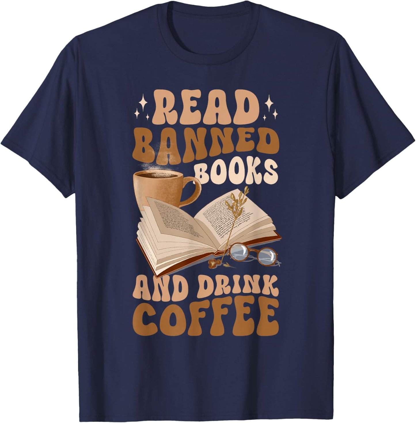 Reading Banned Books Coffee T-Shirt - T-Shirt | Navy