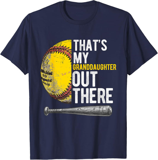 That's My Granddaughter Out There Softball Grandpa T-Shirt - T-Shirt | Navy
