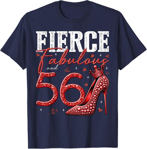 56th Birthday Fierce Fabulous and 56 Year Old Gifts Heels T-Shirt - T-Shirt | Navy