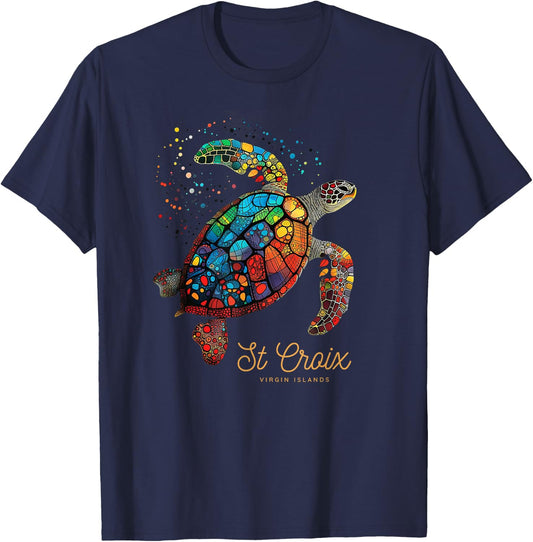 St Croix Virgin Islands Vintage Vacation Shirt Sea Turtle T-Shirt - T-Shirt | Navy