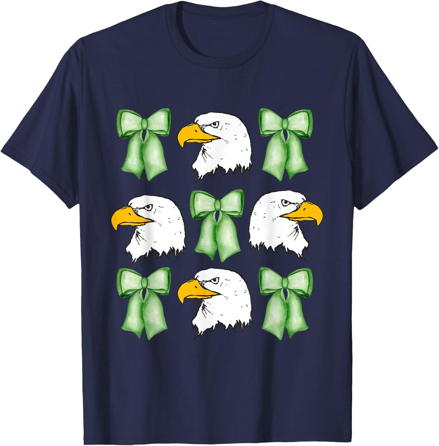 Coquette Green bows Eagle animal,Coquette with Eagle head T-Shirt - T-Shirt | Navy
