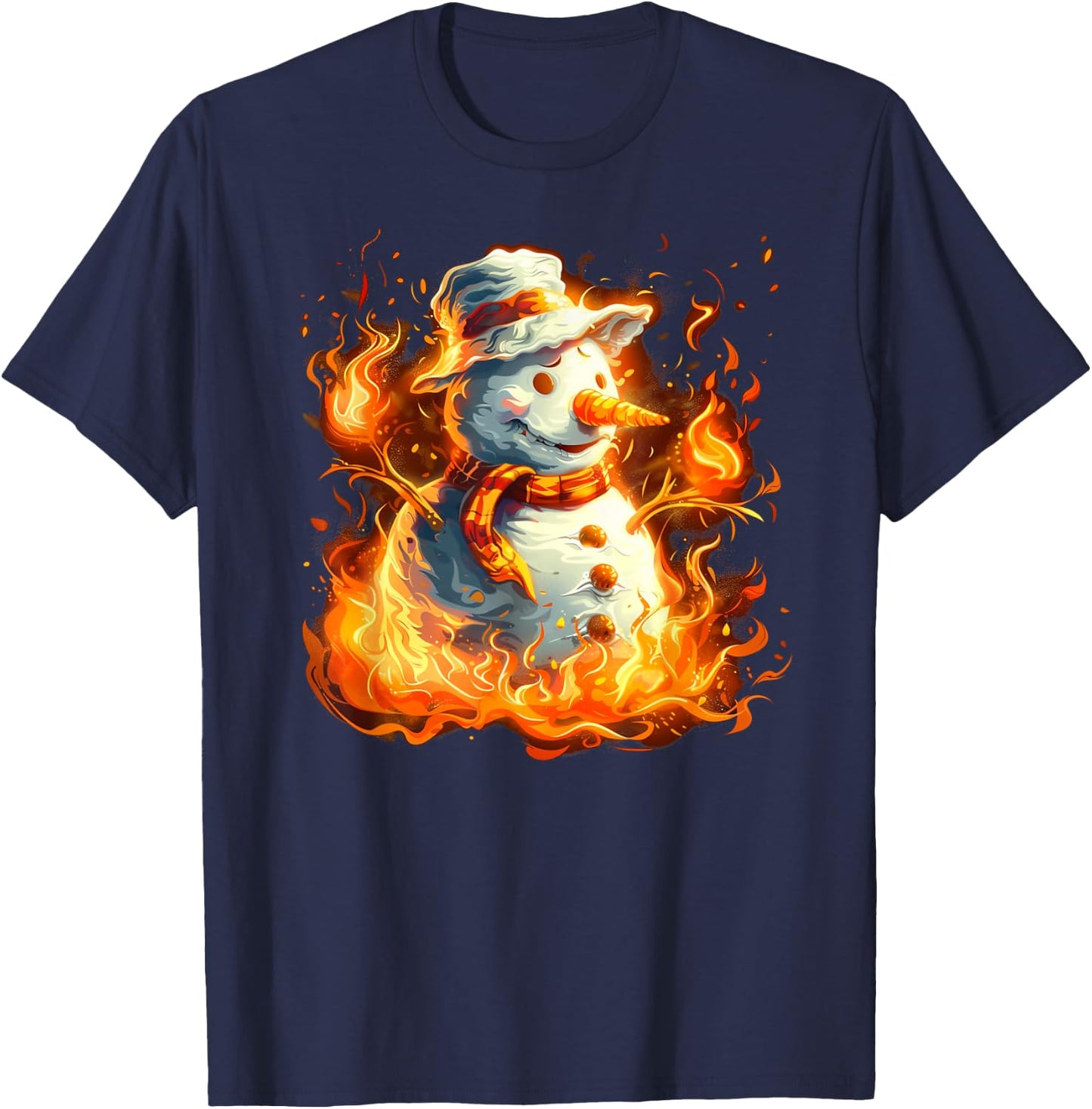 Funny burning Snowman Outfit for Winter Lovers T-Shirt - T-Shirt | Navy
