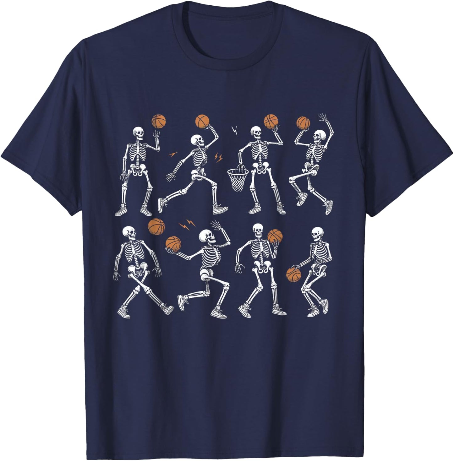 Halloween Basketball Skeletons Dunking Dribble Boys Kids T-Shirt - T-Shirt | Navy