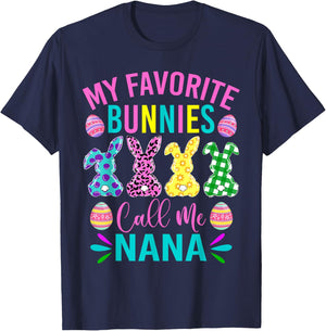 My Favorite Bunnies Call Me Nana Shirt Cute Easter Day T-Shirt - T-Shirt | Navy