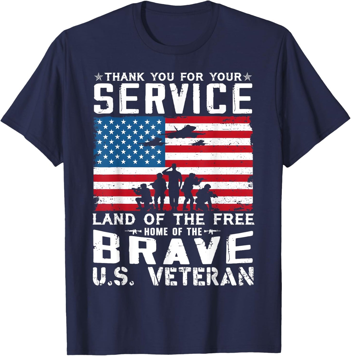 Home Of The Free Because Of The Brave Veteran T-Shirt - T-Shirt | Navy