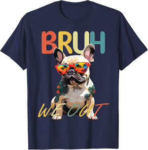 Bruh We Out Teachers Last Day Of School French Bulldog Lover Women Girls Kids T-Shirt - T-Shirt | Navy
