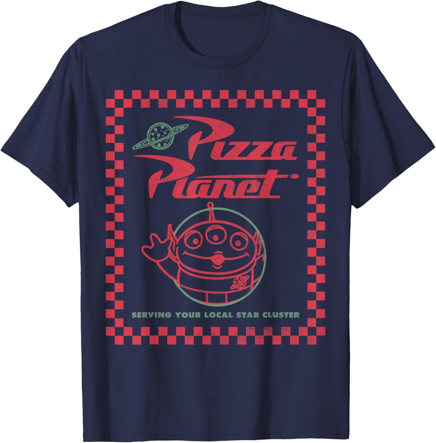 Disney Pixar Toy Story Alien Pizza Planet Box Art T-Shirt - T-Shirt | Navy