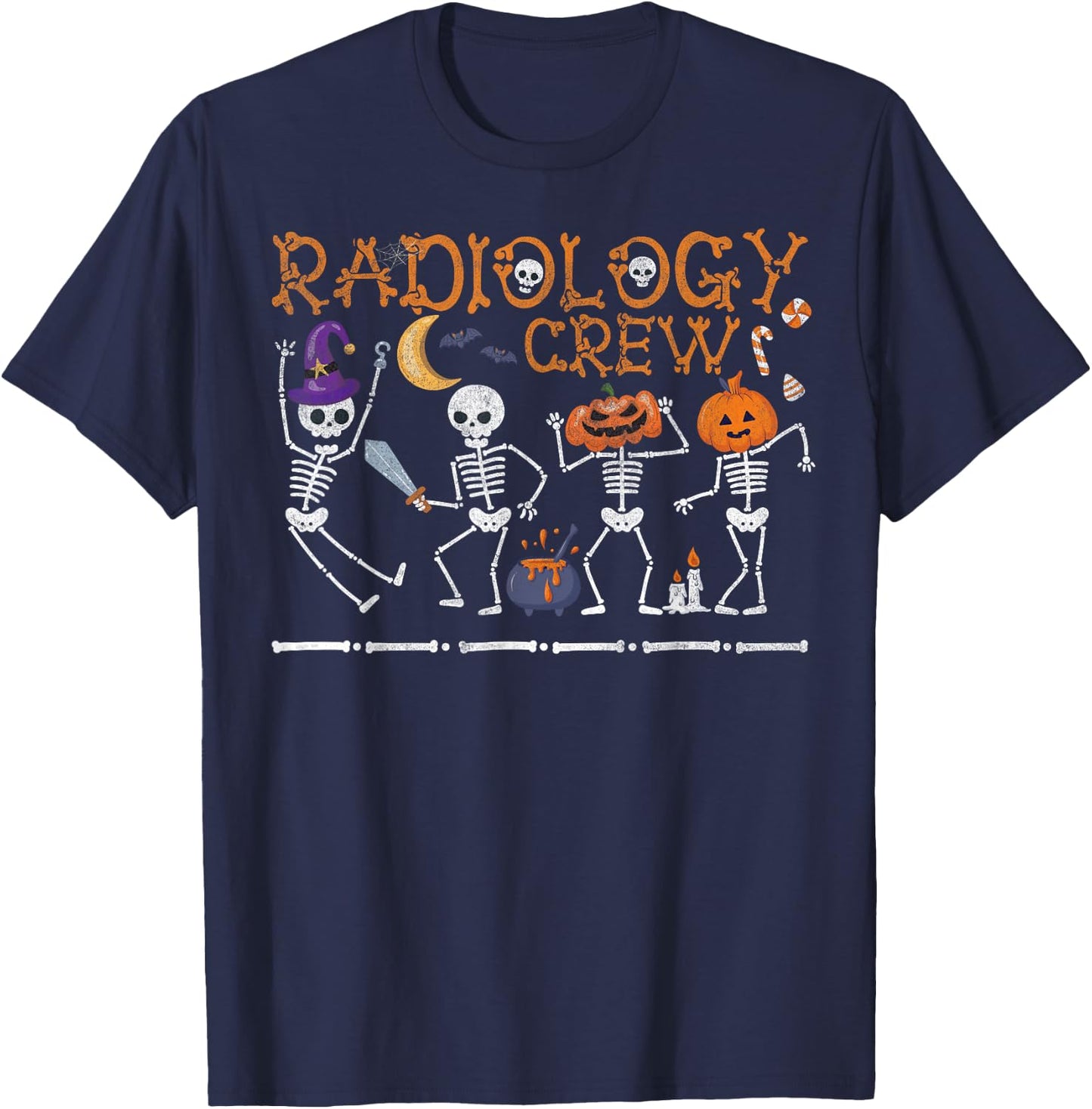 Radiology Crew Dancing Skeleton Funny Halloween Party T-Shirt - T-Shirt | Navy