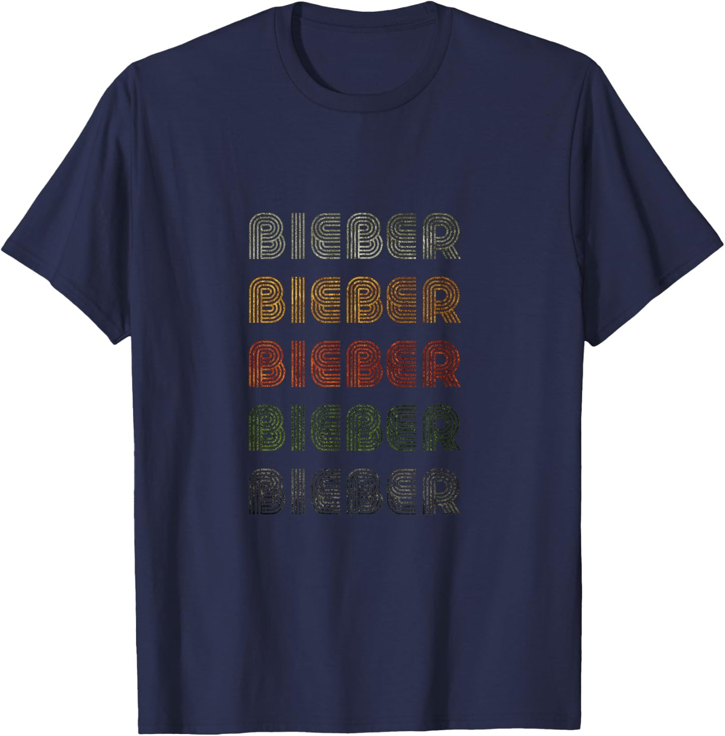 Love Heart Bieber Grunge Vintage Style Black Bieber T-Shirt - T-Shirt | Navy