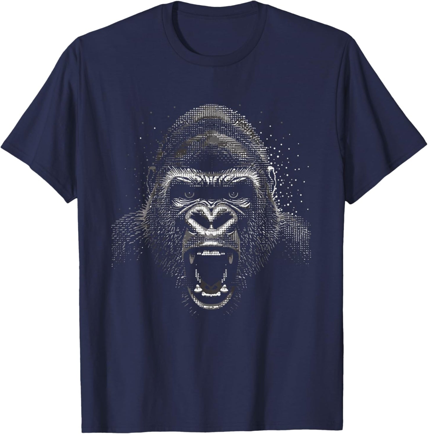 Kids Gorilla Face Monkey Angry Growling Scary Silverback Gorilla T-Shirt - T-Shirt | Navy